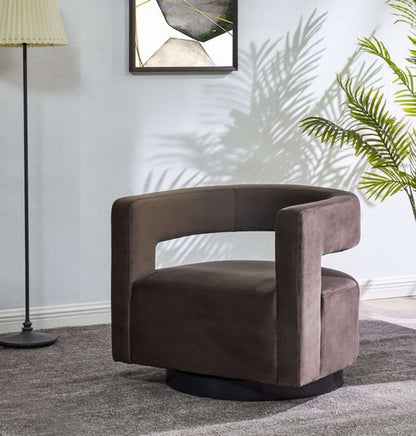 Safavieh - Edgar Velvet  Swivel Chair - Dark Brown - SFV4764A veiw 2