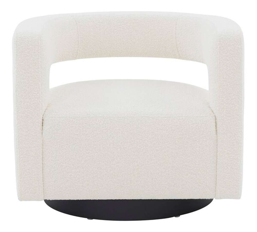 Safavieh - Edgar Velvet  Swivel Chair - Ivory - Black - SFV4764D veiw 1