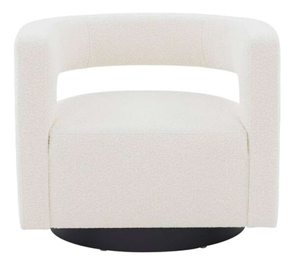 Safavieh - Edgar Velvet  Swivel Chair - Ivory - Black - SFV4764D veiw 1