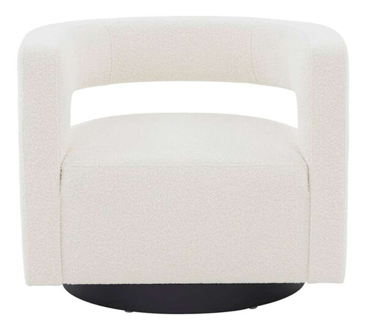 Safavieh - Edgar Velvet  Swivel Chair - Ivory - Black - SFV4764D veiw 1