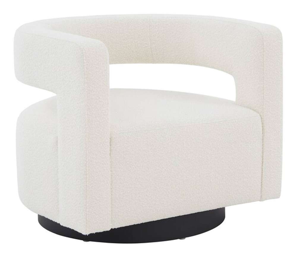Safavieh - Edgar Velvet  Swivel Chair - Ivory - Black - SFV4764D veiw 3