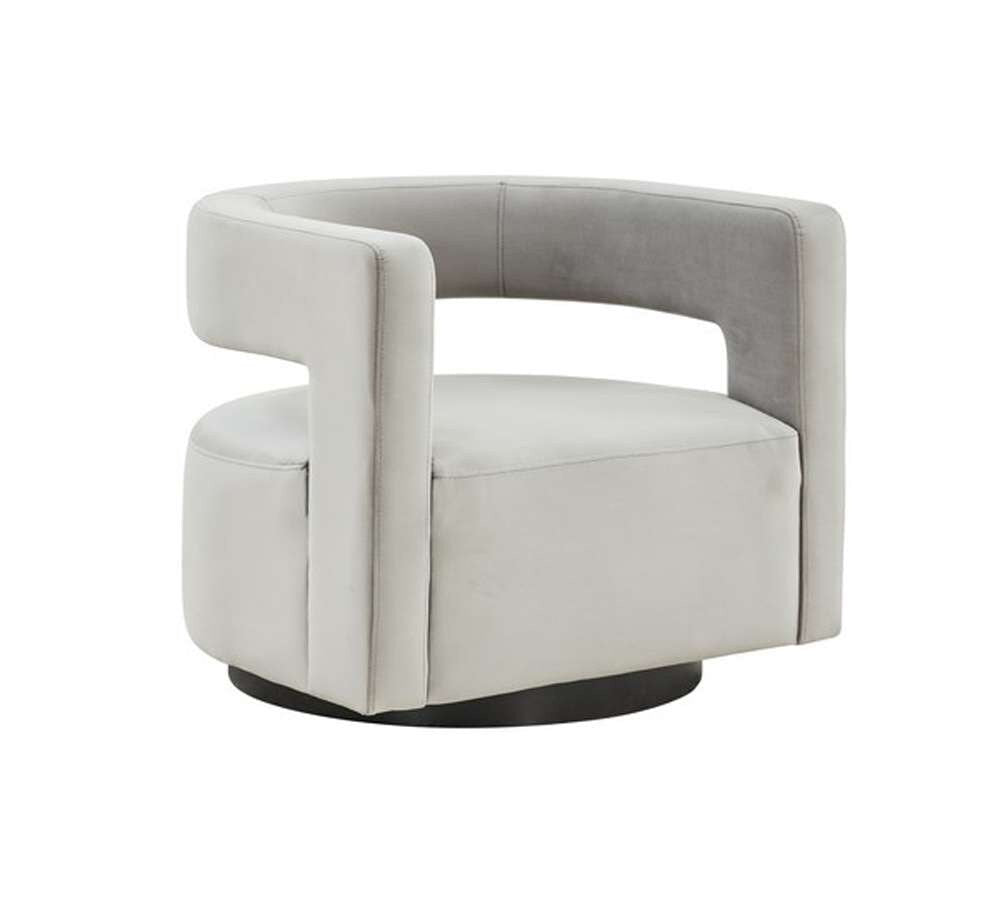 Safavieh - Edgar Velvet  Swivel Chair - Light Grey - SFV4764B veiw 3