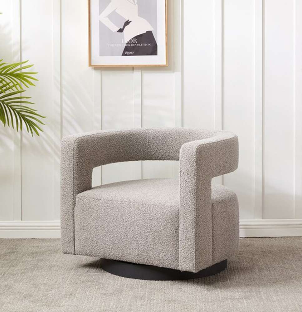 Safavieh - Edgar Velvet  Swivel Chair - Light Grey - Black - SFV4764E veiw 2