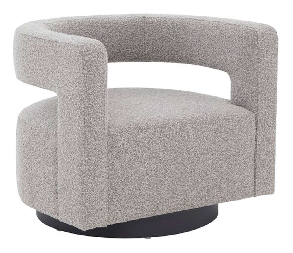 Safavieh - Edgar Velvet  Swivel Chair - Light Grey - Black - SFV4764E veiw 3