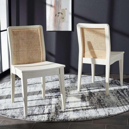 Safavieh - Benicio Rattan Dining Chair - White - Natural  (Set of 2) - DCH1005B-SET2 veiw 2