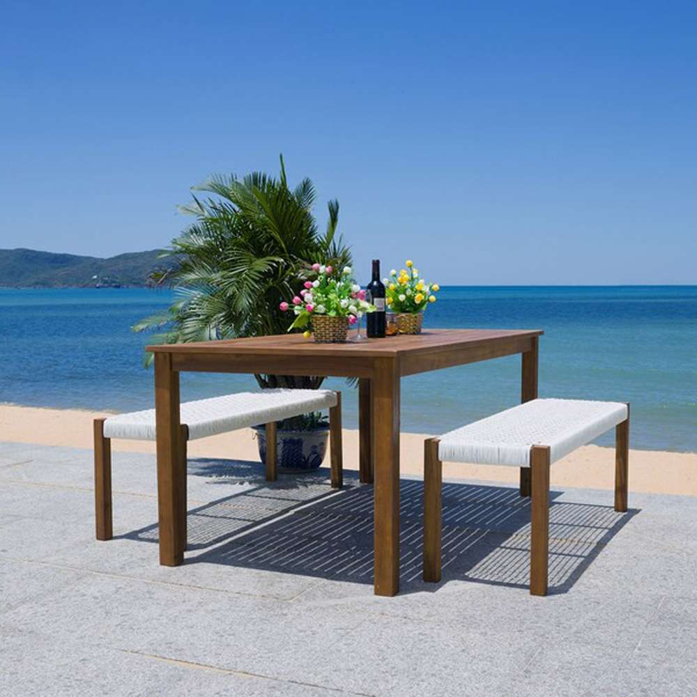 Safavieh - Aquina Dining Set - Natural - White - PAT7081D veiw 2