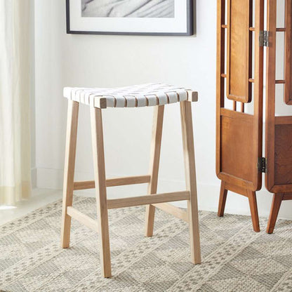 Safavieh - Abreu Rectangle Barstool - White - Light Natural - BST1012A veiw 2