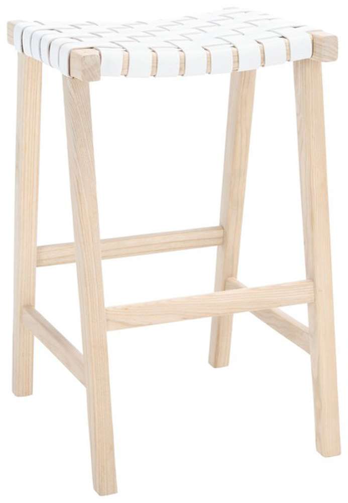 Safavieh - Abreu Rectangle Barstool - White - Light Natural - BST1012A veiw 4