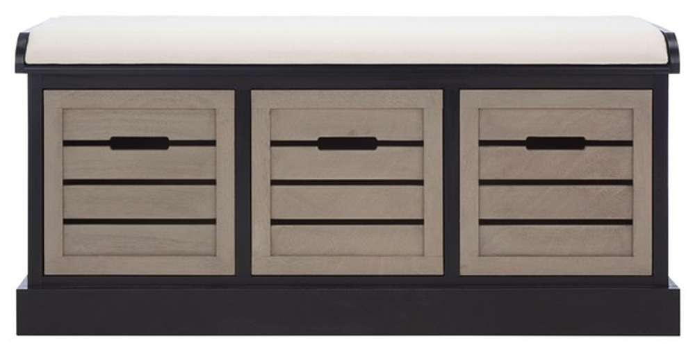 Safavieh - Briar 3Drw/Cush Storage Bench - Black - Greige - BCH5700E veiw 1