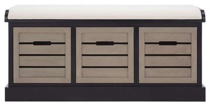 Safavieh - Briar 3Drw/Cush Storage Bench - Black - Greige - BCH5700E veiw 1