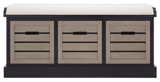 Safavieh - Briar 3Drw/Cush Storage Bench - Black - Greige - BCH5700E veiw 1