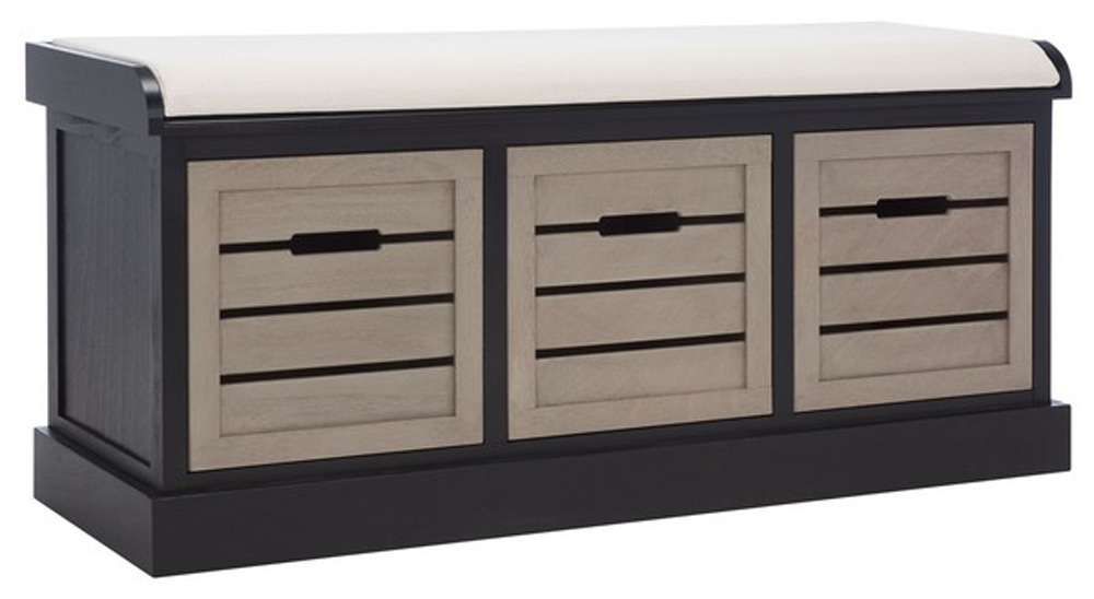 Safavieh - Briar 3Drw/Cush Storage Bench - Black - Greige - BCH5700E veiw 4