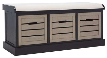 Safavieh - Briar 3Drw/Cush Storage Bench - Black - Greige - BCH5700E veiw 4