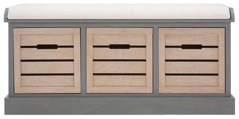 Safavieh - Briar 3Drw/Cush Storage Bench - Distressed Grey - Sand - BCH5700C veiw 1