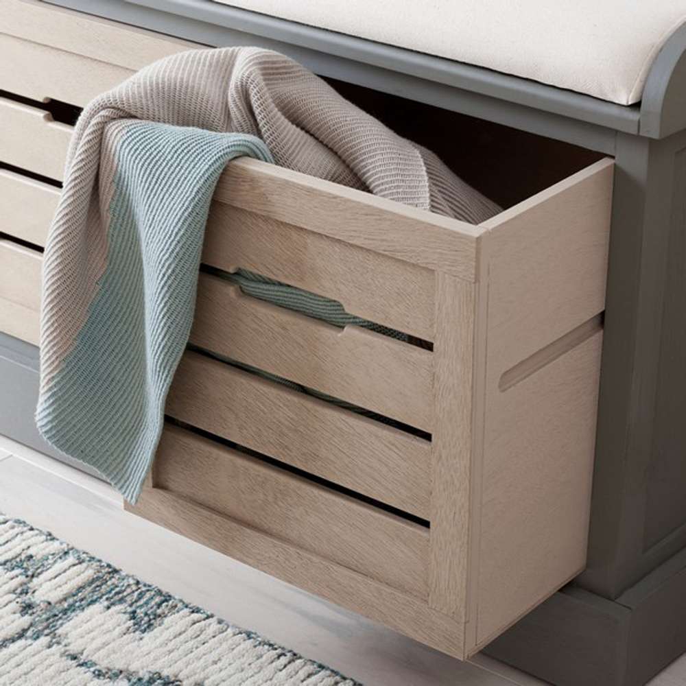 Safavieh - Briar 3Drw/Cush Storage Bench - Distressed Grey - Sand - BCH5700C veiw 2