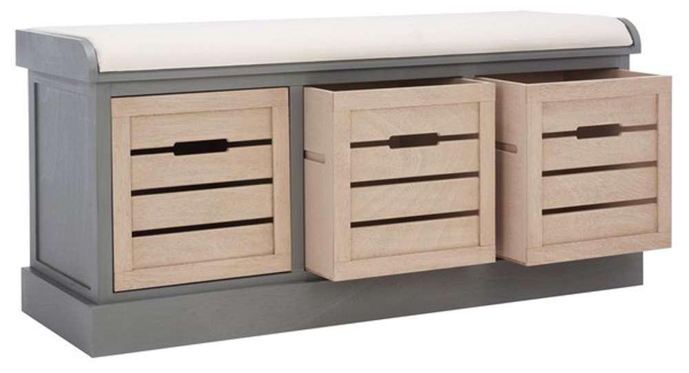 Safavieh - Briar 3Drw/Cush Storage Bench - Distressed Grey - Sand - BCH5700C veiw 4