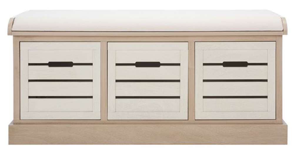 Safavieh - Briar 3Drw/Cush Storage Bench - Sand - Distressed White - BCH5700B veiw 1
