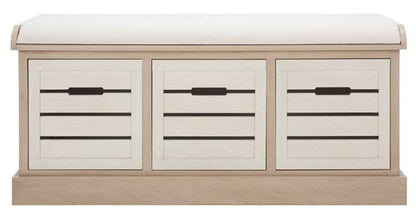 Safavieh - Briar 3Drw/Cush Storage Bench - Sand - Distressed White - BCH5700B veiw 1