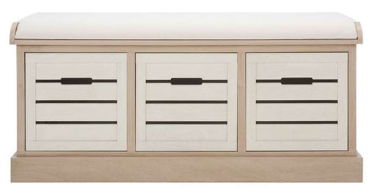 Safavieh - Briar 3Drw/Cush Storage Bench - Sand - Distressed White - BCH5700B veiw 1