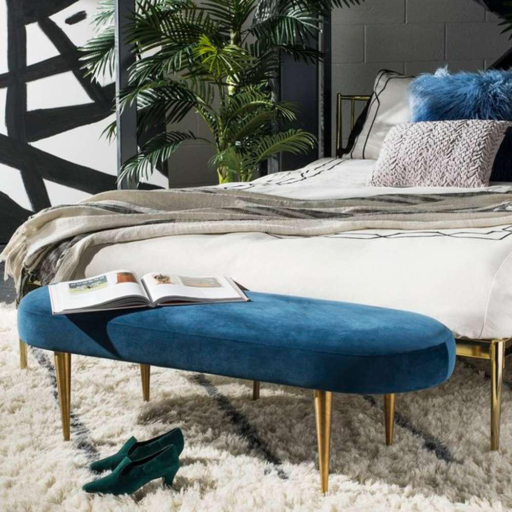 Safavieh - Corinne Oval Bench - Navy - Gold - SFV4704B veiw 2