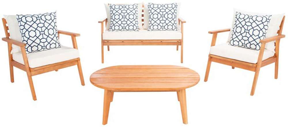 Safavieh - Deacon 4 Pc Living Set - Natural - Bge + Mosaic P - PAT7050C veiw 1
