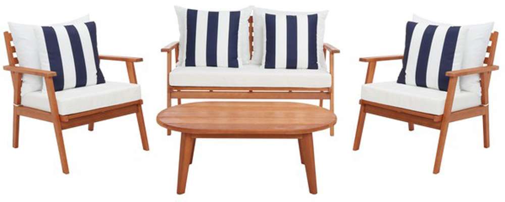 Safavieh - Deacon 4 Pc Living Set - Natural - Bge + Thk Stp P - PAT7050F veiw 1