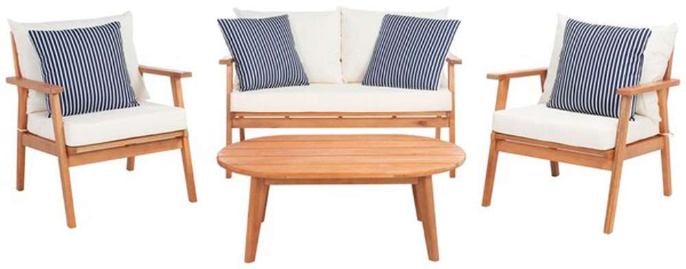 Safavieh - Deacon 4 Pc Living Set - Natural - Bge + Thn Stp P - PAT7050D veiw 1