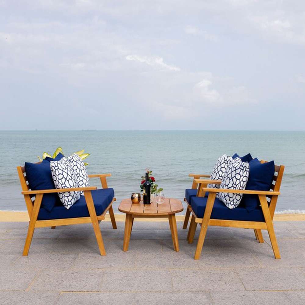 Safavieh - Deacon 4 Pc Living Set - Natural - Nvy + Trellis P - PAT7050E veiw 2