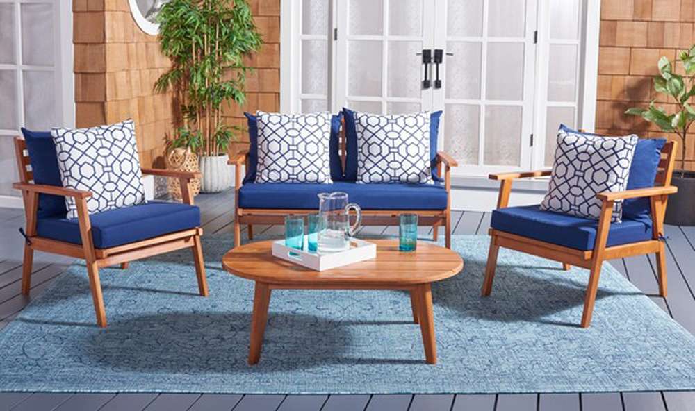 Safavieh - Deacon 4 Pc Living Set - Natural - Nvy + Trellis P - PAT7050E veiw 3