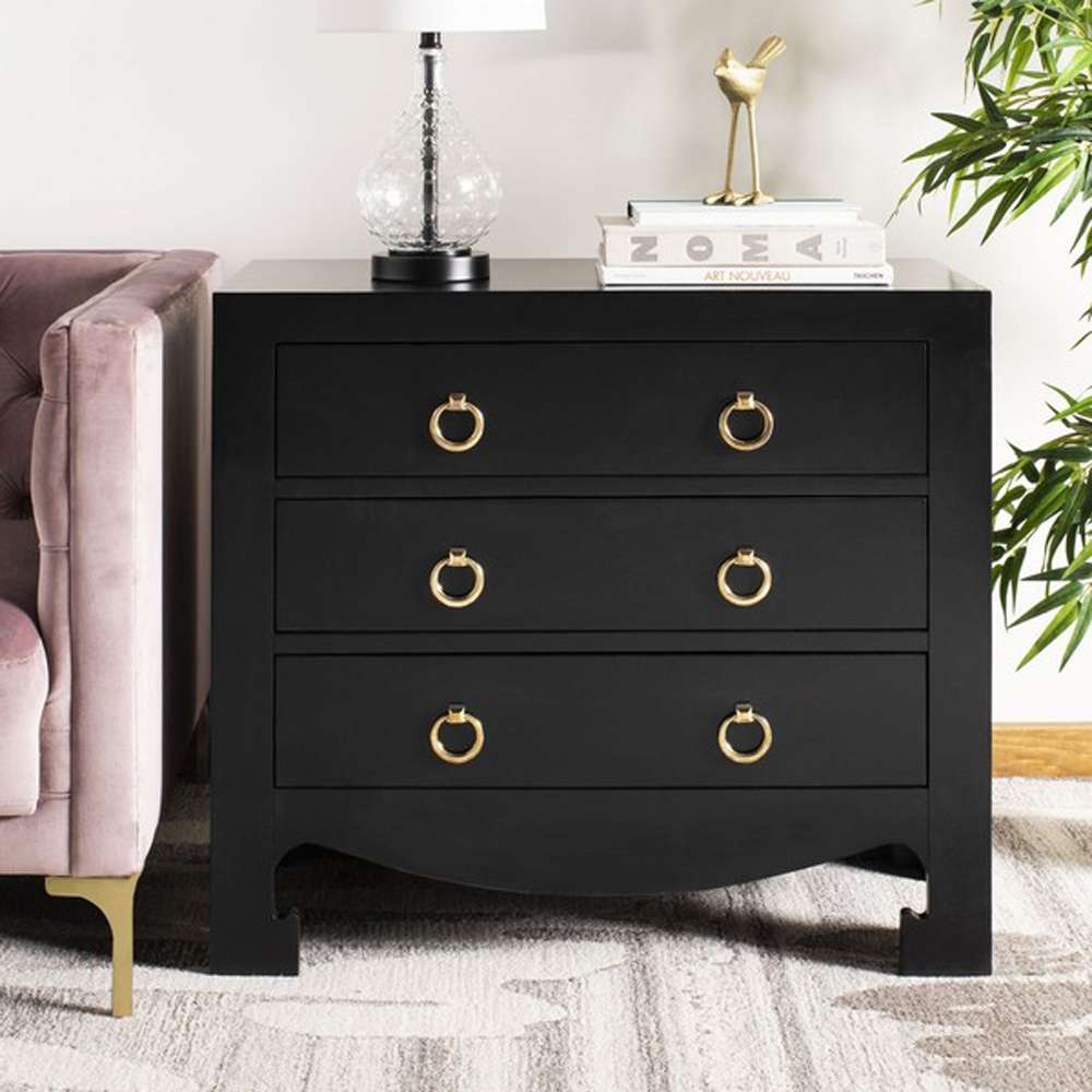 Safavieh - Dion 3 Drawer Chest - Black - Gold - CHS6411C veiw 2