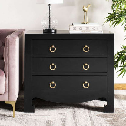 Safavieh - Dion 3 Drawer Chest - Black - Gold - CHS6411C veiw 2