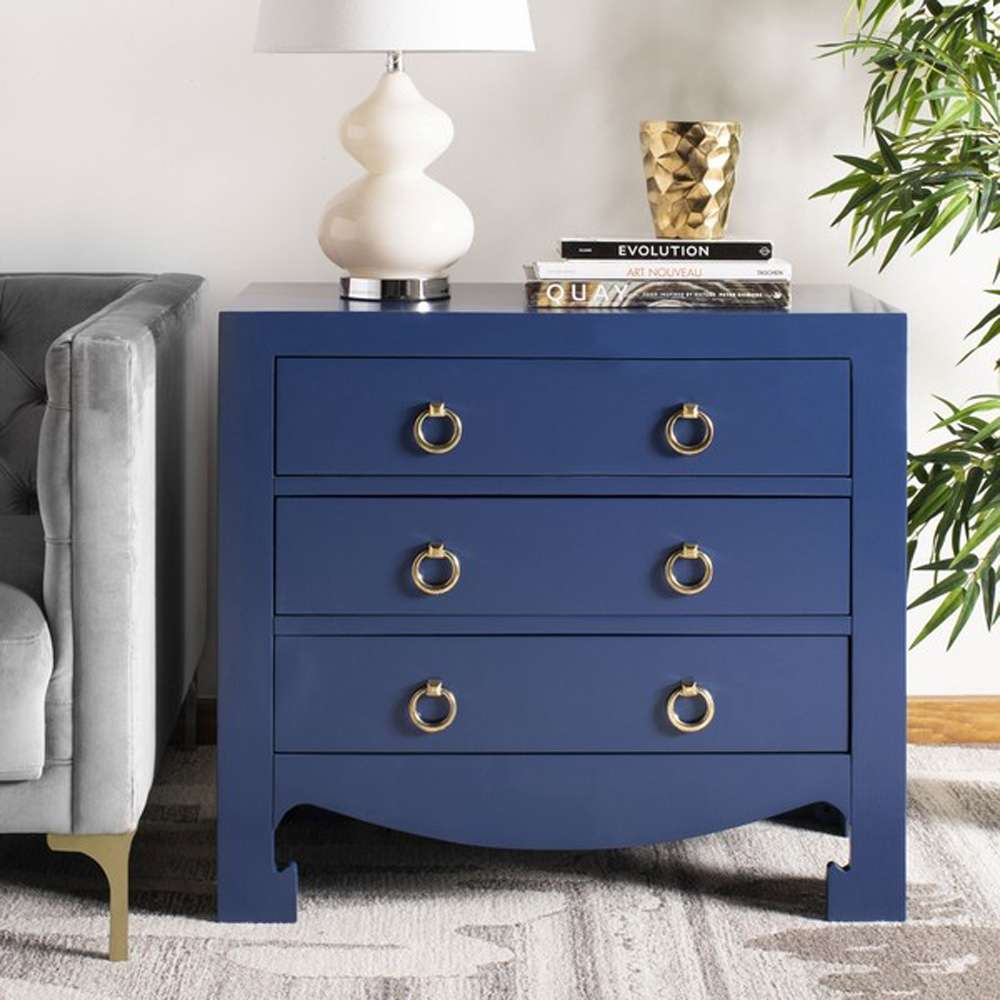 Safavieh - Dion 3 Drawer Chest - Lapis Blue - Gold - CHS6411B veiw 2