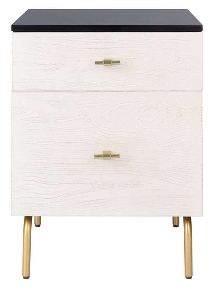Safavieh - Genevieve 2 Drawer Nightstand - Black - White Washed - NST5002C veiw 1