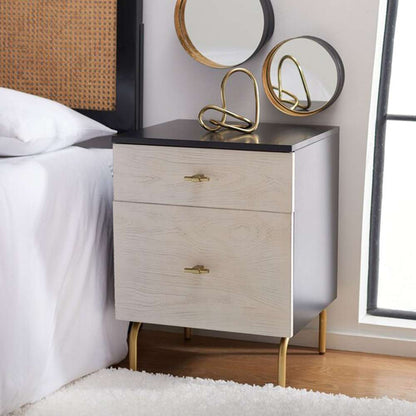 Safavieh - Genevieve 2 Drawer Nightstand - Black - White Washed - NST5002C veiw 2