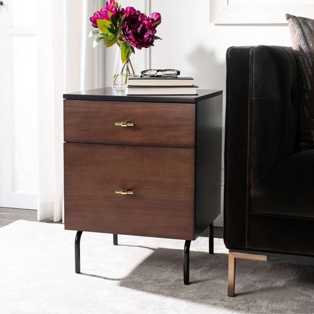 Safavieh - Genevieve 2 Drawer Nightstand - Walnut - Black - NST5002A veiw 2