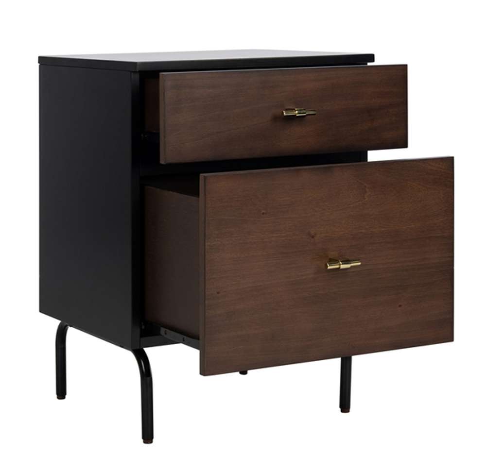 Safavieh - Genevieve 2 Drawer Nightstand - Walnut - Black - NST5002A veiw 3