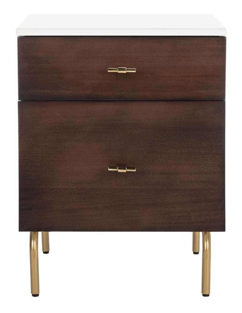 Safavieh - Genevieve 2 Drawer Nightstand - Walnut - White - NST5002B veiw 1