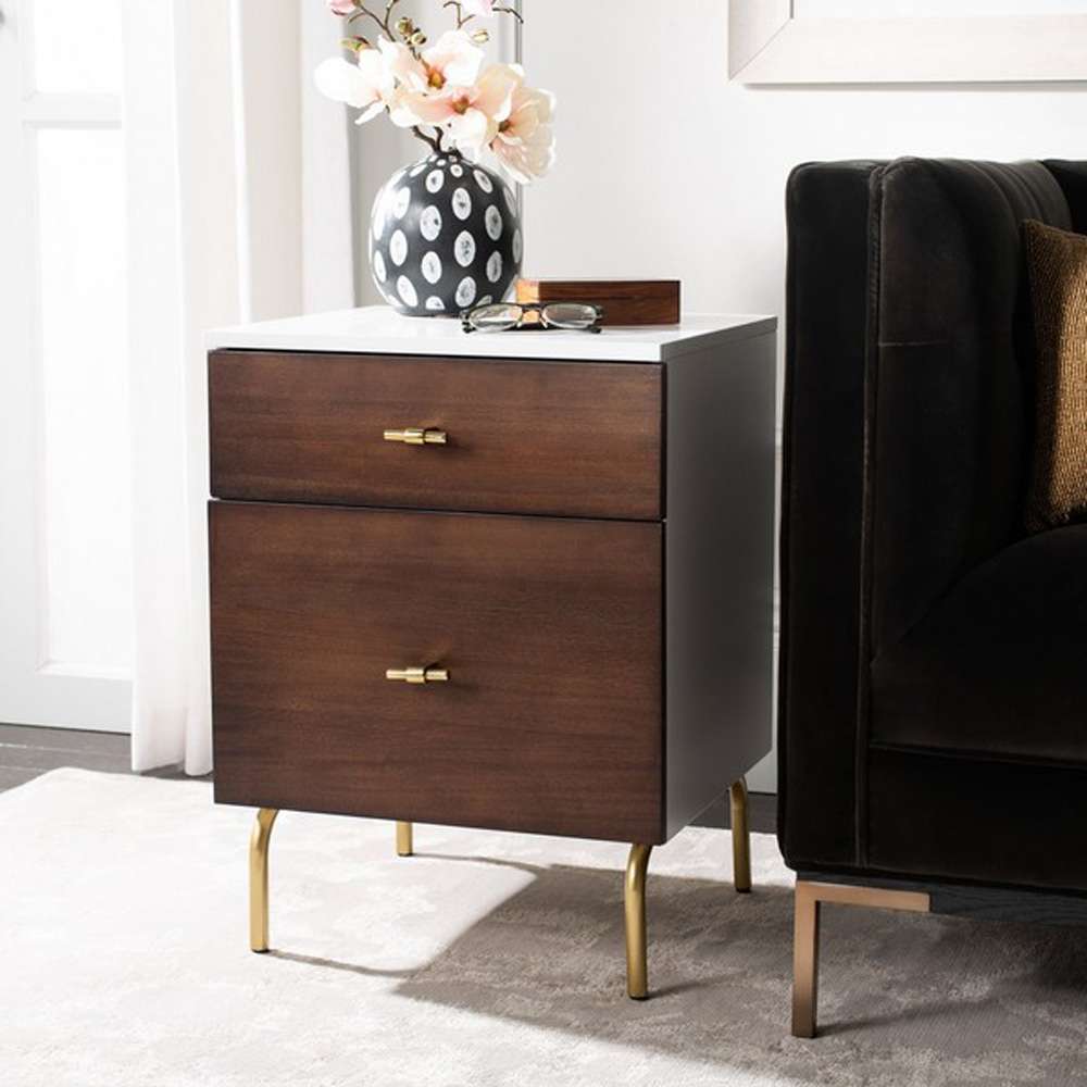 Safavieh - Genevieve 2 Drawer Nightstand - Walnut - White - NST5002B veiw 2