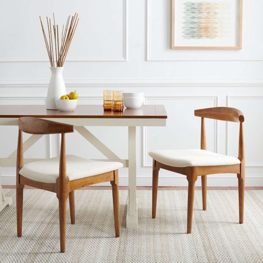 Safavieh - Lionel Retro Dining Chair - Walnut - White  (Set of 2) - DCH1003D-SET2 veiw 2