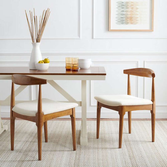Safavieh - Lionel Retro Dining Chair - Walnut - White  (Set of 2) - DCH1003D-SET2 veiw 2