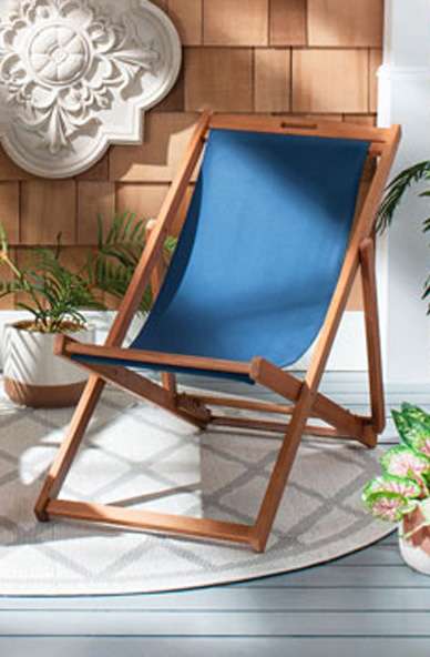 Safavieh - Loren Sling Chair - Natural - Navy  (Set of 2) - PAT7040D-SET2 veiw 1