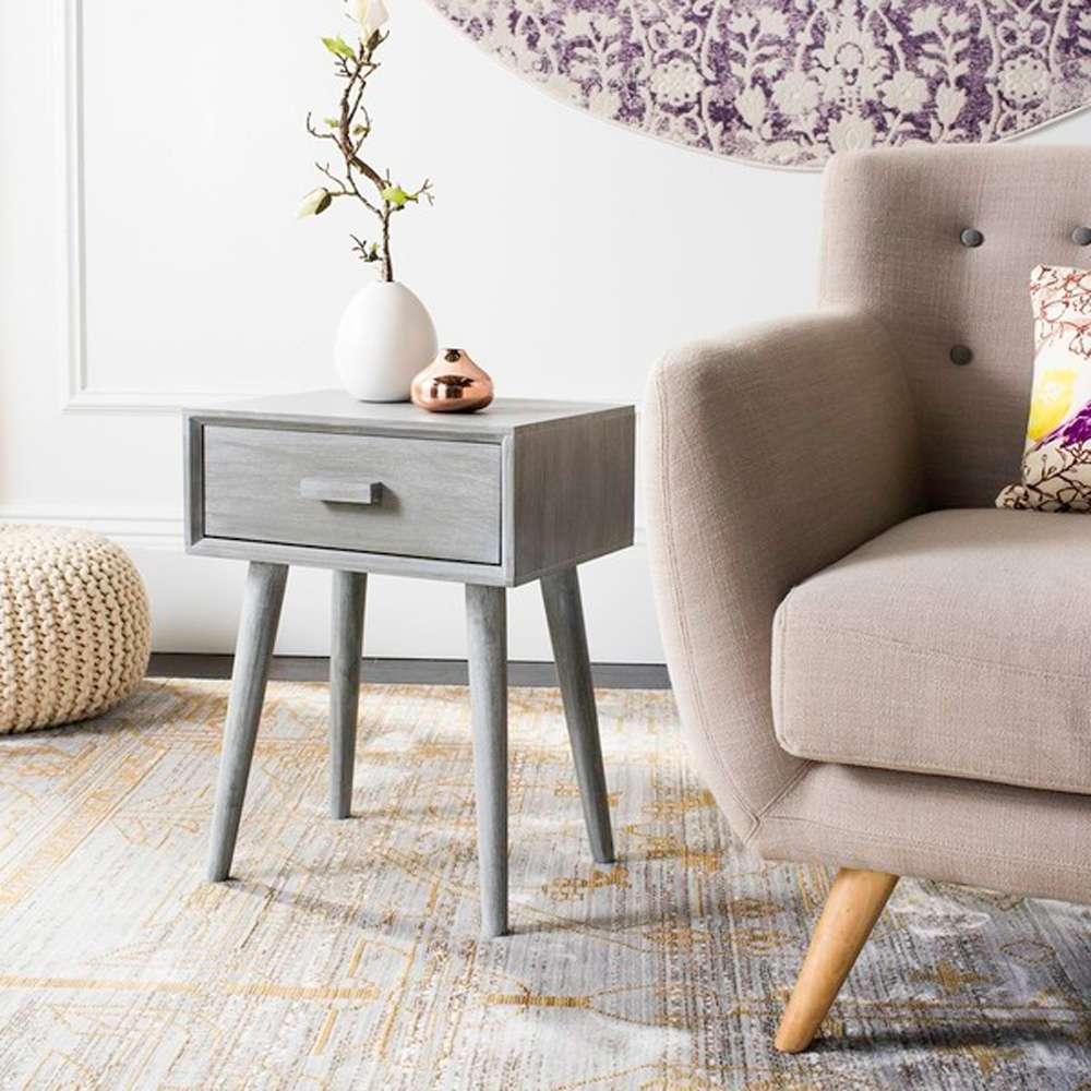Safavieh - Lyle One Drawer Side Table - Slate - Grey - ACC5702C veiw 3