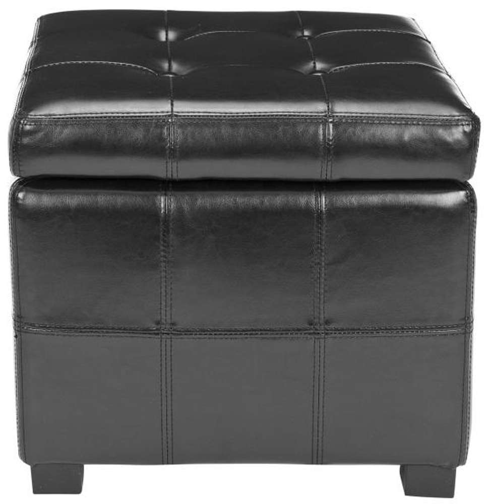 Safavieh - Maiden Sq Tufted Ottoman - Black - HUD8231B veiw 1