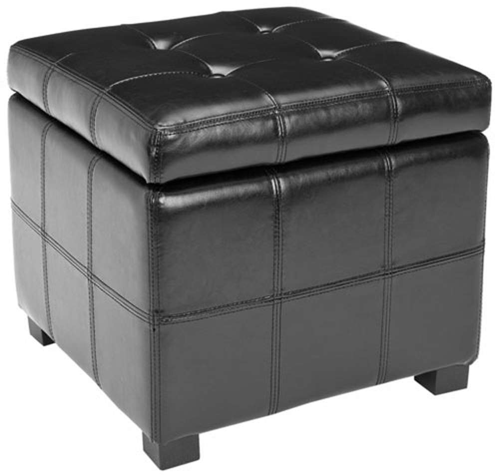 Safavieh - Maiden Sq Tufted Ottoman - Black - HUD8231B veiw 3