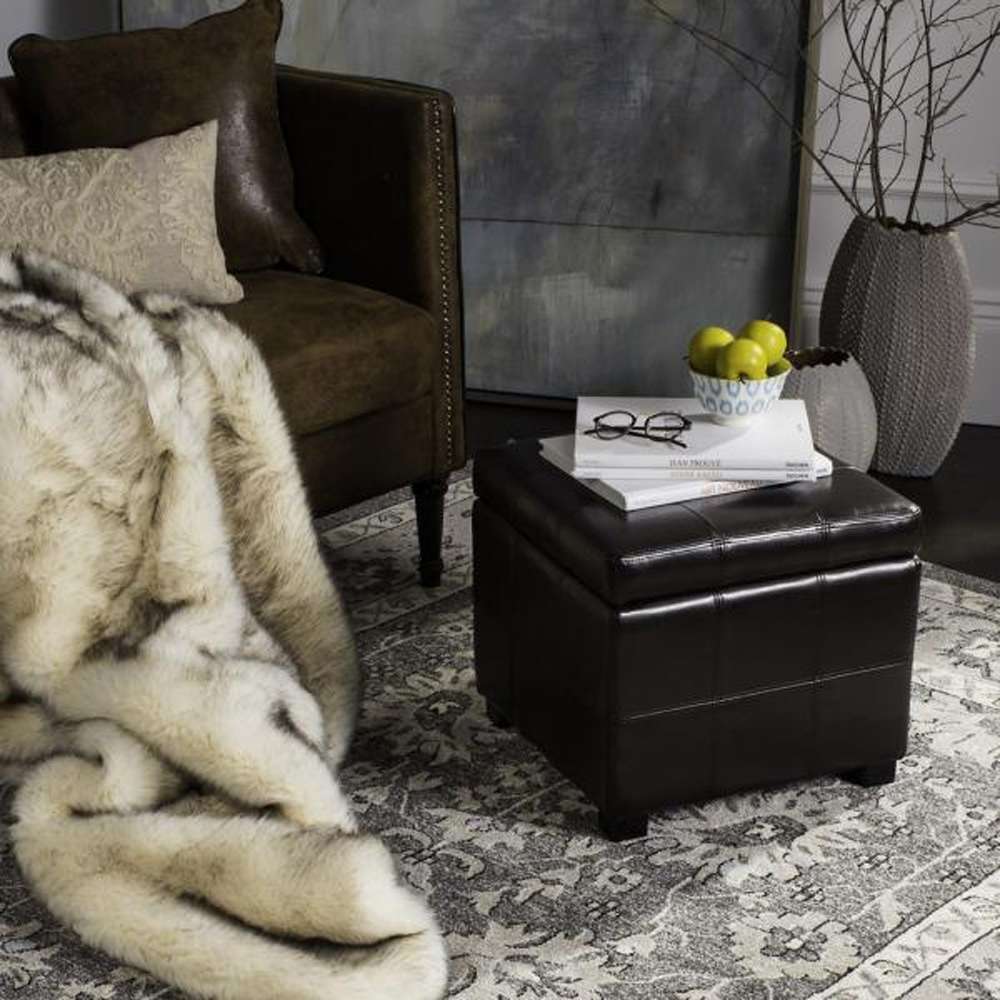 Safavieh - Maiden Sq Tufted Ottoman - Brown - HUD8231A veiw 2