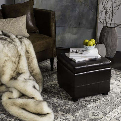 Safavieh - Maiden Sq Tufted Ottoman - Brown - HUD8231A veiw 2