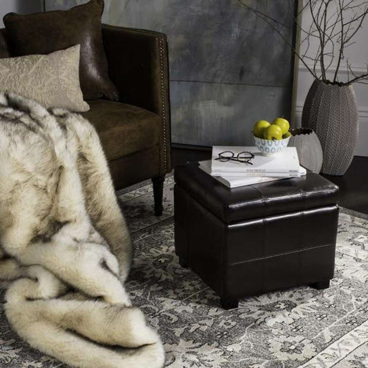 Safavieh - Maiden Sq Tufted Ottoman - Brown - HUD8231A veiw 2