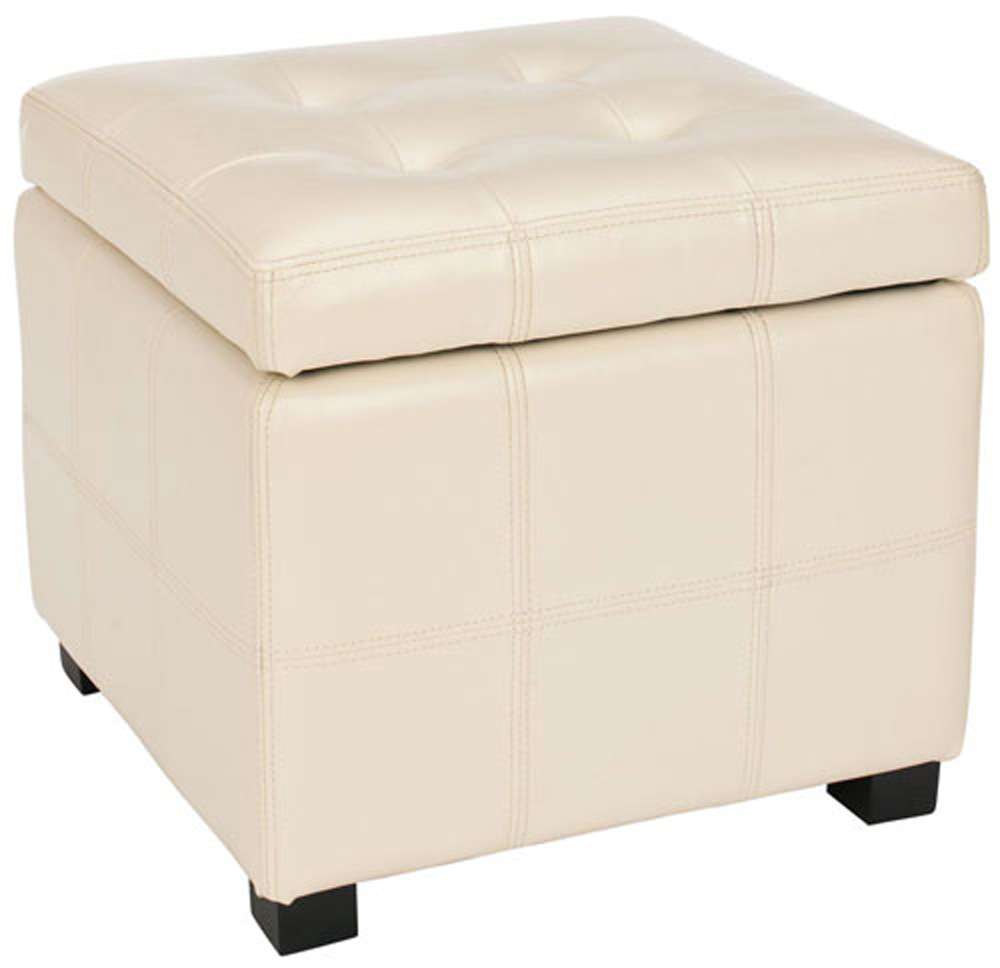 Safavieh - Maiden Sq Tufted Ottoman - Flat Cream - HUD8231K veiw 3