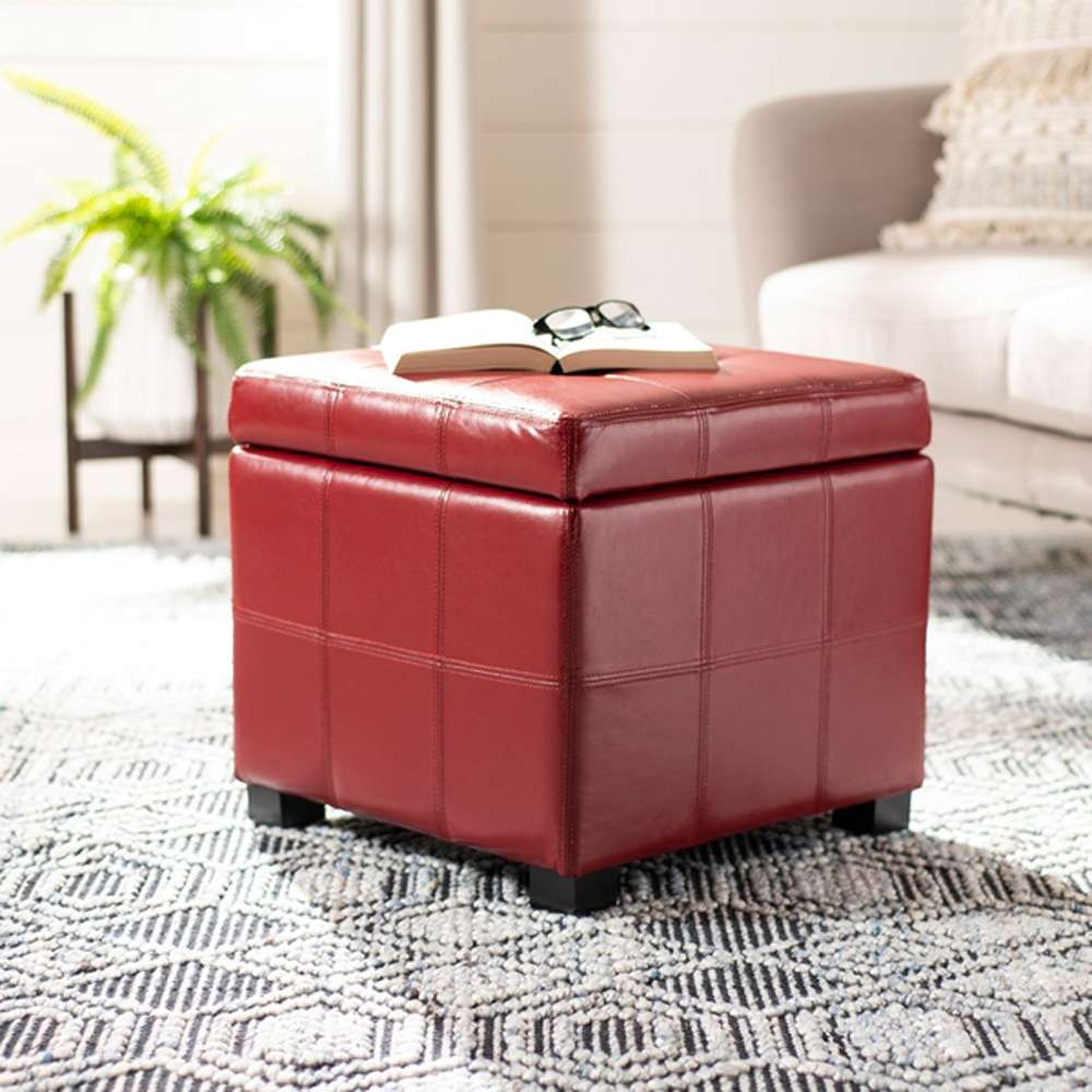 Safavieh - Maiden Sq Tufted Ottoman - Red - HUD8231R veiw 2