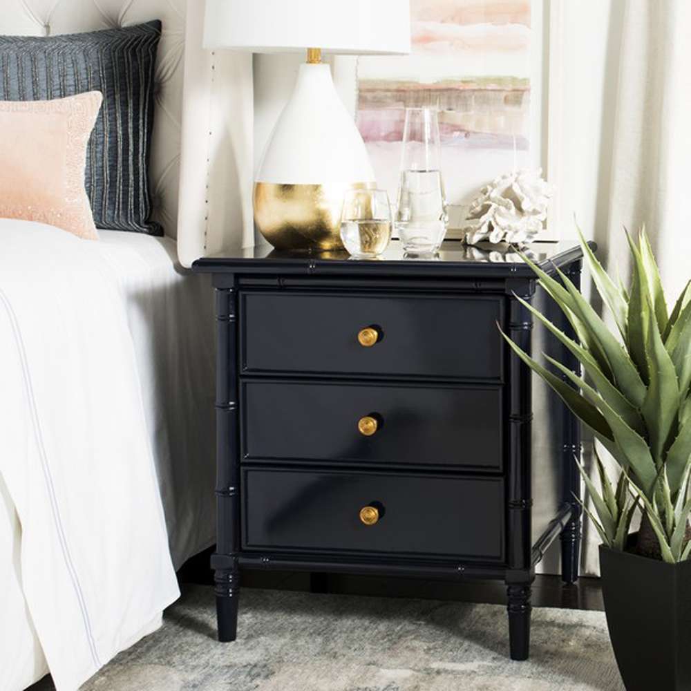 Safavieh - Mina 3 Drawer Nightstand - Navy - Gold - NST3500A veiw 3
